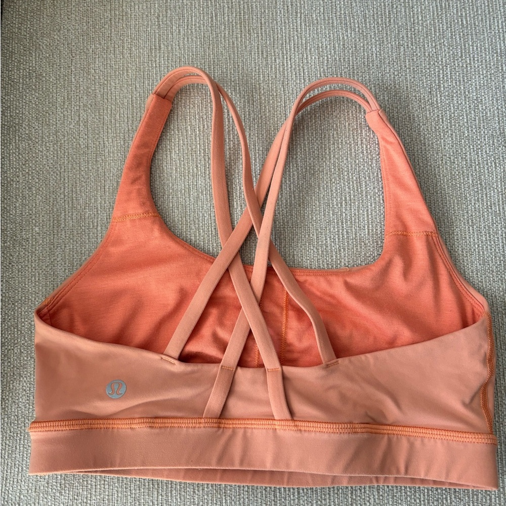 Orange Lululemon energy bra WITH STAIN size 6 no padding